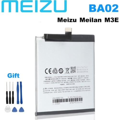Original BA02 3100m High quality battery Replacement accumulators Battery For Meizu Meilan M3E A680Q Smartphone +Free Tools