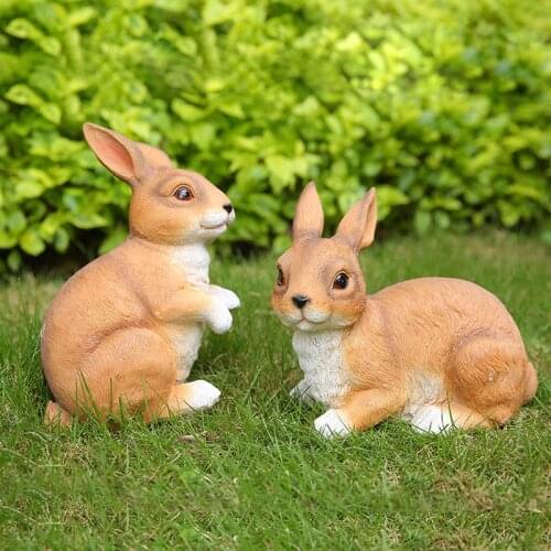 Pastoral Simulation Animals Resin Rabbit Sculpture Ornaments Home Courtyard Garden Lawn Figurines Crafts Outdoor Park Decoration