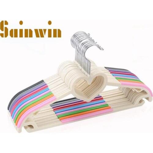 Sainwin 10pcs/lot 40cm Love plastic slip-resistant hanger clothes hanging clothing support hangers for clothes rack