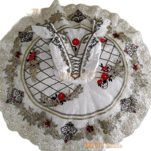 Professional Ballet Tutu Costume Paquita Spanish Kitri White Black Golden Women Classical Platter Tutus Competition Custom Made