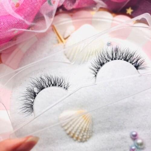 Transparent stem Mink Hair Eyelashes reusable Natural 3D Mink Messy Popular short False Eyelash Full Strip Eyelashes Extension