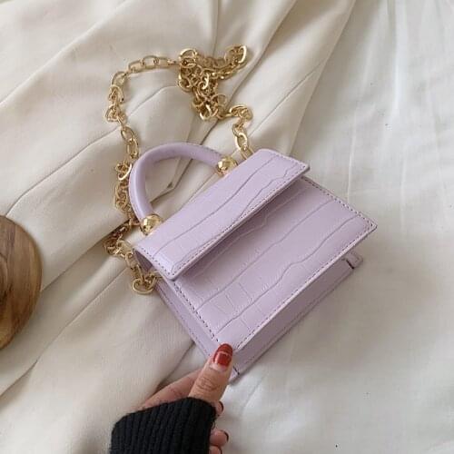 Luxury Stone Pattern Mini PU Leather Crossbody Bag For Women Shoulder Simple Handbags 2020 Chain Travel Phone Purses KL1058