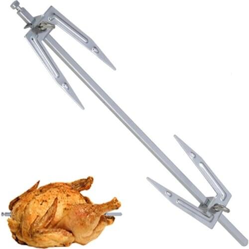 Stainless Steel Roast Chicken Skewer Cook Oven Accessories Rotisserie Accessories BBQ Grilled Chicken Fork 32.5/38/41.5/45cm