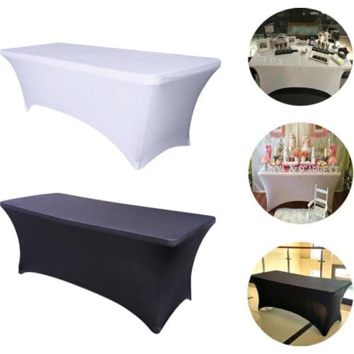 Rectangular Spandex Lycra Table Cover Stretch Bar Tablecloth For Wedding Party Hotel Decoration
