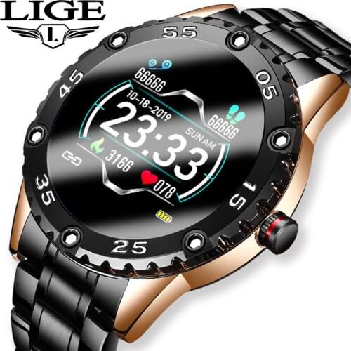LIGE Mens Bracelet Multi-Function Pedometer Blood Pressure And Heart Rate Monitoring Smart Watch Waterproof Sports Male Watches