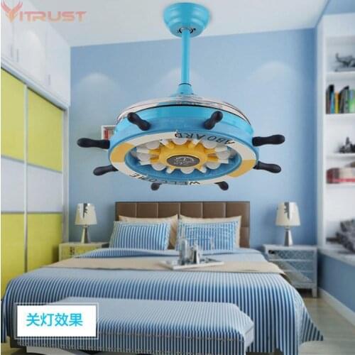 Modern Kids Ceiling Fans for Boys Girls Bedroom Wood Ceiling fan Lights Lamps Living Dining room Children Cute Remote Control