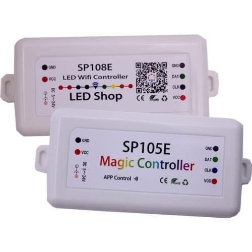 SP105E SP108E Magic Controller Bluetooth DC5-24V 2048 Pixels for WS2811 2812 2801 6803 IC LED Strip Support IOS / Android APP
