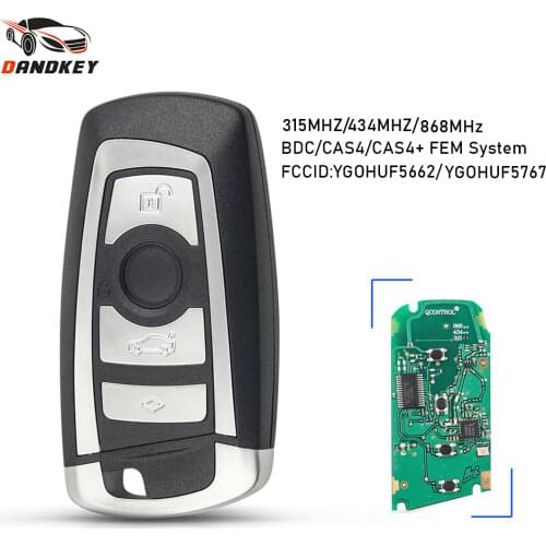Dandkey 434MHz 868MHz 315MHz 3/4 Buttons Remote Key For BMW 5 7 F Series X5 X6 F20 F21 F30 F31 2009-2016 FEM / BDC CAS4 CAS4