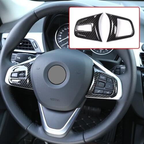 Carbon Fiber For BMW 2 Series 218i F45 F46 X1 F48 2016-2019 ABS Chrome Steering Wheel Button Cover Trim For BMW X2 F47 2018 2019