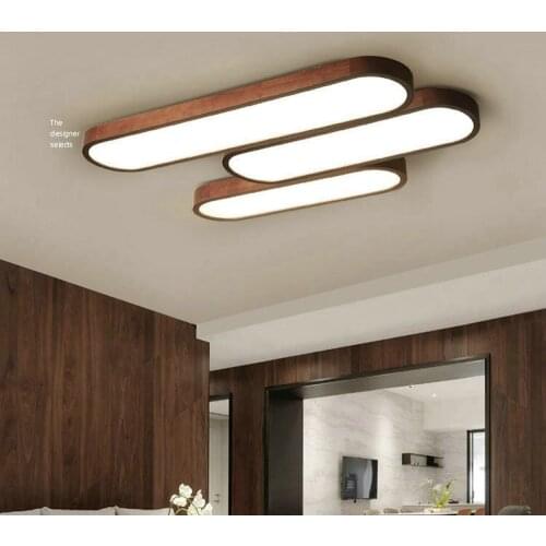 Nordic Style Ultra Thin Walnut Color Oval LED Wooden Frame with Acrylic White Cover Lampshade Ceiling Light for Living Room