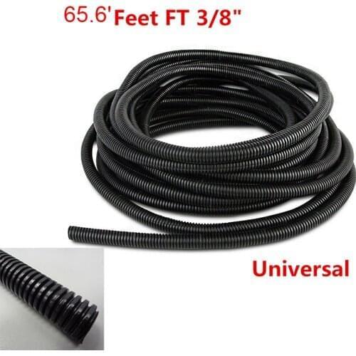 Universal 65.6' Feet FT 3/8" Black Split Loom Wire Flexible Tubing Conduit Hose Car Audio