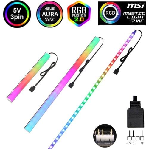 WS2812b RGB LED Strip for ASUS AURA SYNC / MSI Mystic Light Sync / GIGABYTE RGB Fusion 2.0 (5V 3 Pin addressable LED headers)