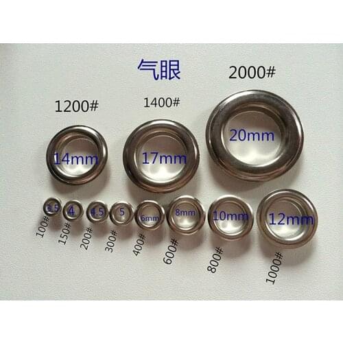 100sets 3.5mm to 20mm Brass Metal Eyelet Grommet Not Rust High Quality Brass Golden Silver Grommets 100# 150# 200# 300# 2000