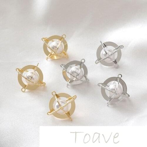 14K gold bag gold ball double pendant pearl pendant diy earrings hand-made material 2PCS