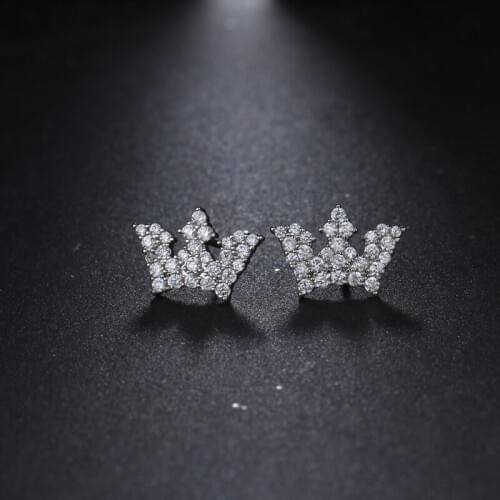 2017 Z Fashionable Cute Silver Crown Shiny Czech Love Korean Style Earrings Fashion Party, Festival & Birthday Gifts