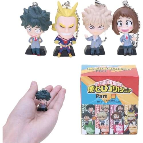 4pcs/set My Hero Academia Figure Toys Midoriya Izuku Todoroki Shoto Uraraka Keychains Anime My Hero Academia Figure Keychain