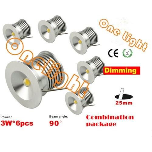 6pcs 3W MINI LED Down light Dimmable 3W LED Recessed ceiling light outdoor led cabinet lamp AC110V/ 220V Free shipping