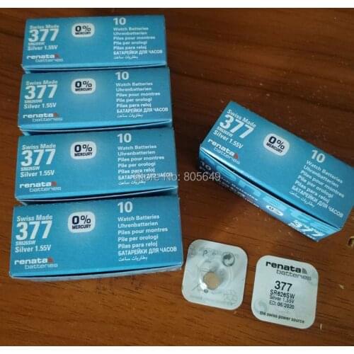50X renata Silver Oxide Watch Battery 377 SR626SW 626 1.55V % original brand renata battery 2018 new