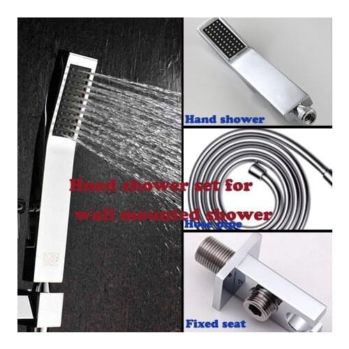 Bath accessories shower set parts brass water-saving Pressure boost handheld spray shower with fixed seat and Plumbing Hoses