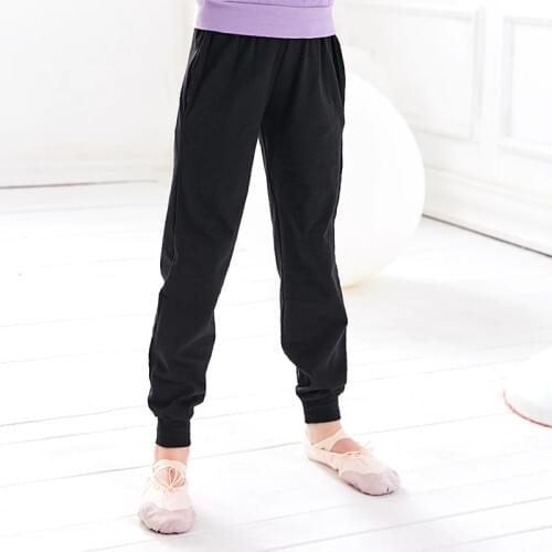 Girls Kids Ballet Dance Pants Cotton Black Mid Waist Hiphop Gymnastic Pants Children Loose Dance Training Trousers