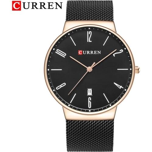 CURREN Fashion Mens Watches Quartz-Watch Men Slim Business Wristwatch Luxury Stainless Steel Waterproof Watch Male Clock Analog