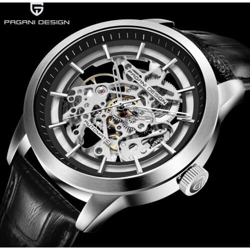 PAGANI DESIGN Luxury Business Watches Leather Skeleton Hollow Waterproof Clock Men Automatic Mechanical Watch Relogio Masculino