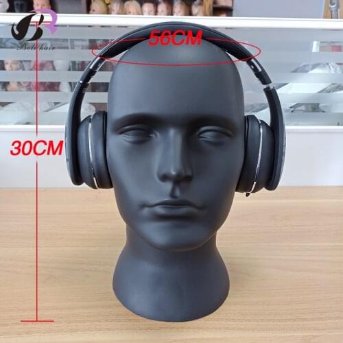 Black Male Realistic PVC Mannequin Head Without Ear Sale Male Dummy Head Wigs Earphone Caps Display