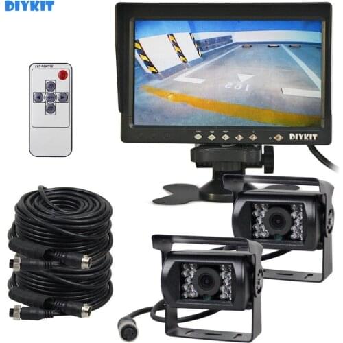 DIYKIT AHD 7inch TFT LCD Backup Monitor Rear View Monitor 2 x Waterproof IR Night Vision 960P AHD Camera for Bus Houseboat Truck
