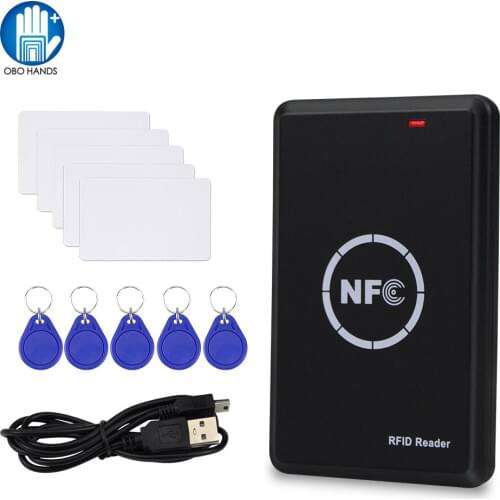NFC Card Duplicator 125KHz Key Fob Copier RFID Smart Card Reader Writer 13.56MHz Encrypted Programmer USB UID/T5577 Writable Tag