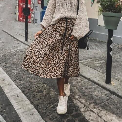 Foridol high waist leopard print maxi long Womens skirt snake print pleated autumn winter skirt 2020 chic vintage skirt faldas