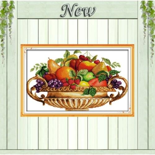 Fruit dish basket home paintings 11CT patterns printed on canvas 14CT needlework diy dmc cross stitch chinese Set Embroidery kit