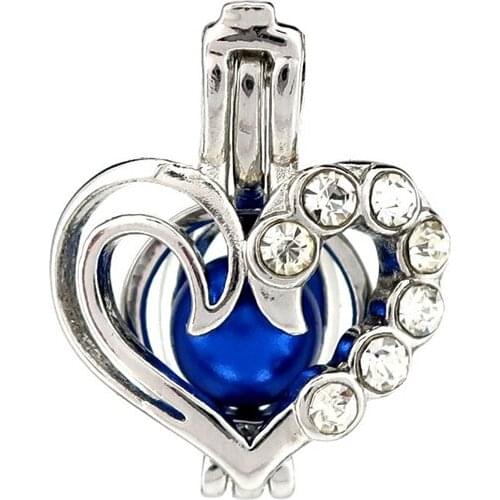 K952 5pcs/lot Silver Alloy Heart Rhinestone Beads Cage Jewelry Making Pendant Locket Fairytale Party Essential Oil Diffuser