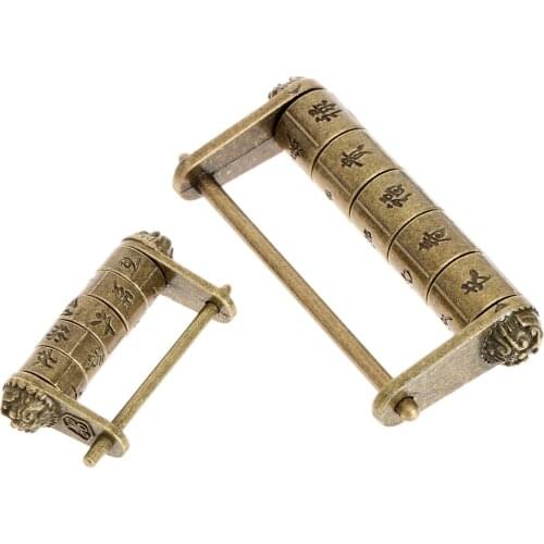 1pc Vintage Code Lock Password Padlock Antique Old Chinese style Jewelry Chest Wood Box Big/Small 50mm/78mm Decoration Iron new