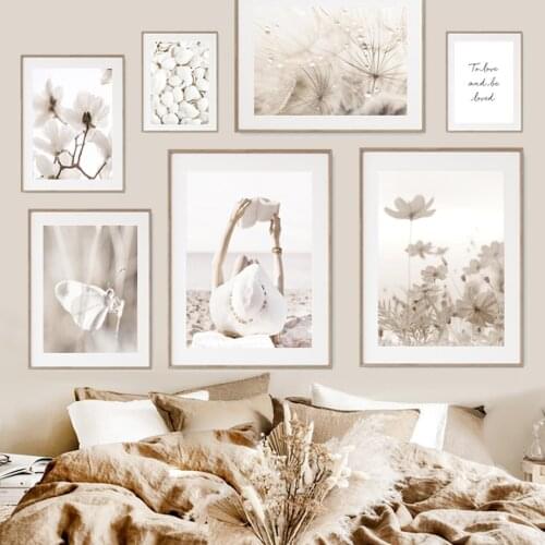 Magnolia Woman Butterfly Dandelion Beach Wall Art Canvas Painting Posters And Prints Living Room Decor Nordic Style Decoration