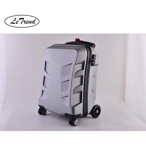 LeTrend Multifunction skateboard Rolling Luggage Password Suitcase Wheels 20 inch Creative Cabin Trolley Computer Travel Bag