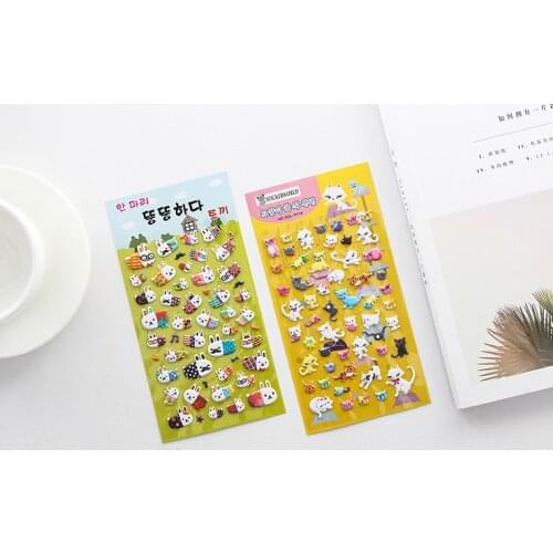 Cartoon 3D Bubble animals cat Stickers DIY Diary Scrapbook Notebook Album Cup Phone Decor Sticker Stationery School Supplies