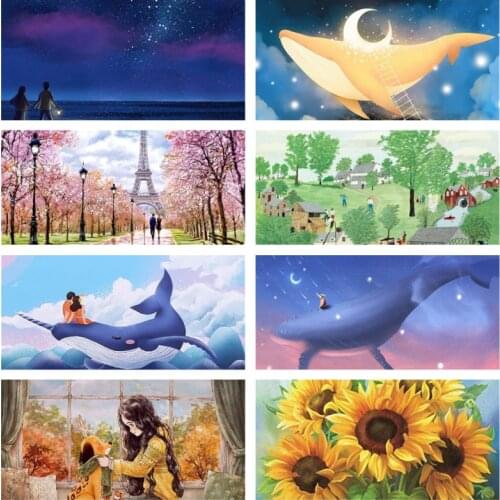 Landscape Series 5D DIY Diamond Painting Sky Flowers Picture Round Full Drill Diamond Embroidery Handicrafts Home Decor Gift