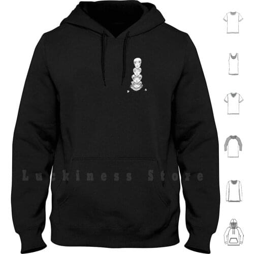 The New Totem Hoodie Long Sleeve Totem Pole Head Graphic Cartoon Pen Ink Black And White Black White Miranda