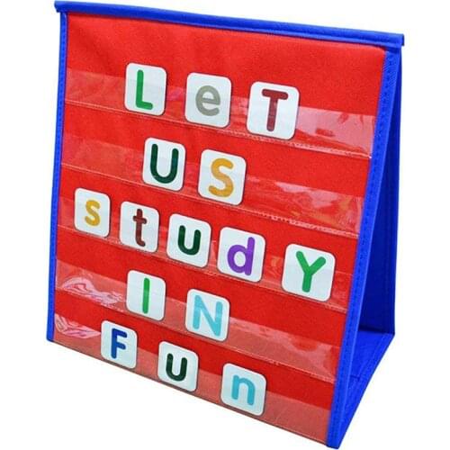 Office & School Supplies Desktop Pocket Chart Teaching Double-sided Self-standing Foladble for Classroom Hot