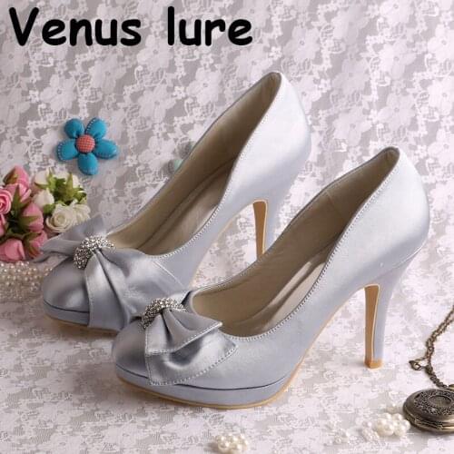 Wholesale and Retail Platform Bridal Shoes High Heeled Silver Emily Bridal Dropshipping Store