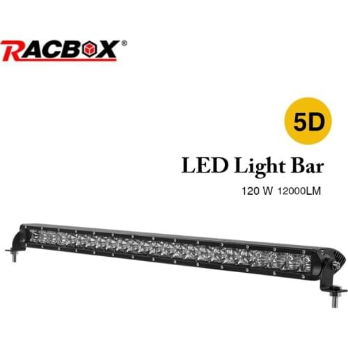 120W 26 inch 5D LED Work Light Bar Single One Row With LED Chips Combo Beam Straight Bar For Jeep ATV Automobile SUV MPV Offroad