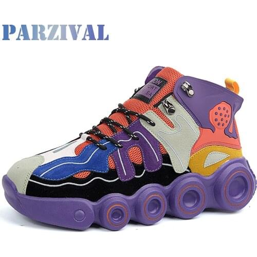 PARZIVAL Men Casual Shoes Chunky High-top Sneakers Men Shoes Breathable Basketball Sports Shoes Tenis Feminino Zapatos