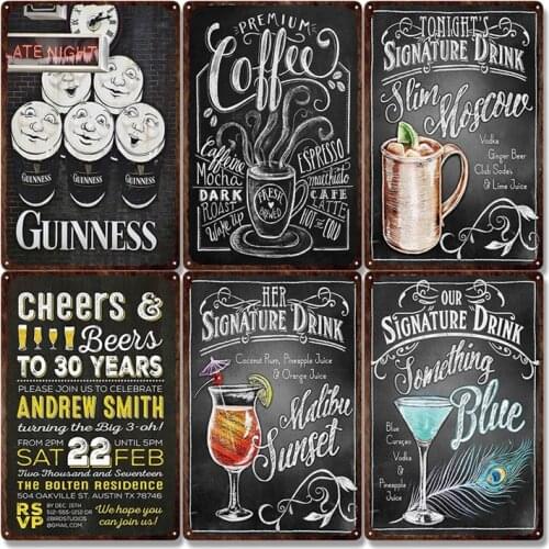 Beer Poster Vintage Metal Tin Sign Bar Pub Club Man Cave Wall Decorative Plates Retro Plaque Home Decor 20x30cm
