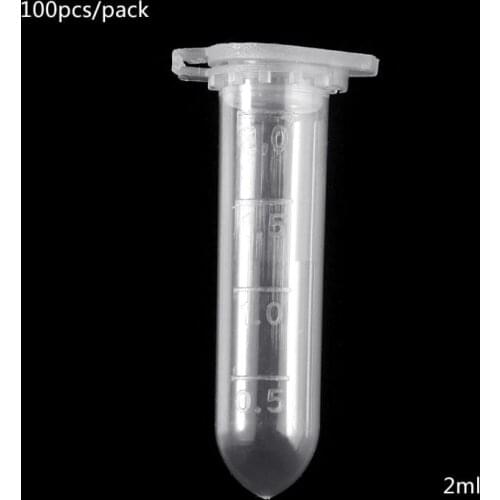 100Pcs 2ml Clear Plastic Vials Container Snap Cap Centrifuge Tubes Vials Sample Lab Container
