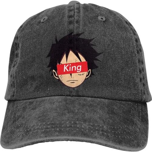 Adjustable Solid Color Baseball Cap Monkey D. Luffy- KING Washed Cotton One Piece Anime Manga Sports Woman Hat