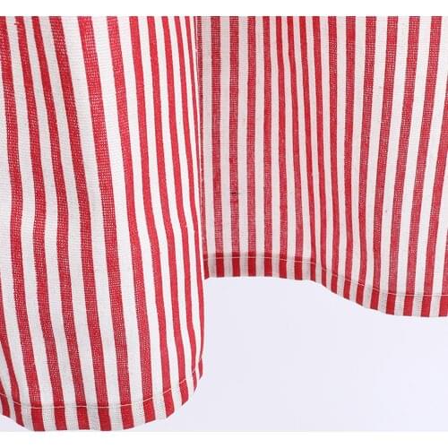 Chrismas Red Window Valance Grommet Half Curtain Textured Drapes Lighting Reducing Cotton Linen Decors Kitchen Living room