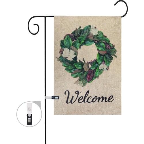 Christmas Garden Welcome Flags Banners Wreath Sign Flag Burlap Double Sided Summer Farmhouse Party Decor with Securing Clip