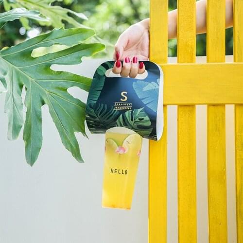 50pcs Net red creative cup holder takeaway coffee packaging portable cup holder 1 cup/2 cups paper cups plastic cup cup holder