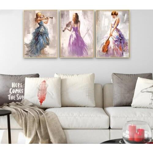 Modern Abstract Portrait The Violin Player Posters and Prints Canvas Painting Wall Art Pictures for Living Room Decor Cuadros