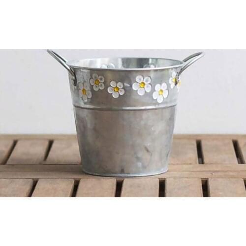 Home Decoration Garden Plant Pot Flower Bucket Gardeging Holder Iron Table Fashion Yard Metal Retro Vintage Balcony Rustic Vase